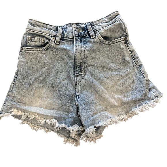 H&M Divided Women's Acid Wash High Waisted Denim Shorts Size 0 Blue - Picture 1 of 7